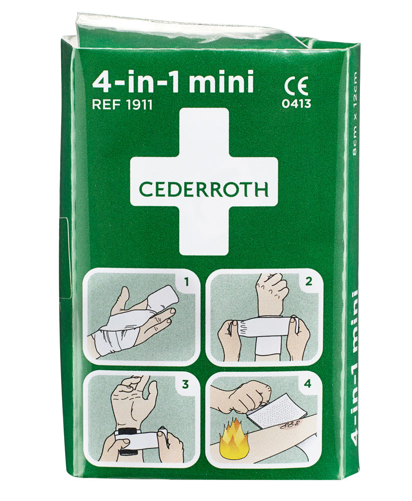 Pieni Cederroth 4‑in‑1 ‑ensiapuside monikäyttöiseen haavanhoitoon