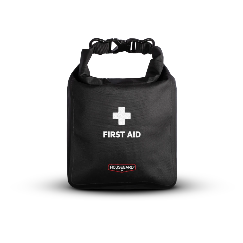 "Housegard Waterproof ensiapulaukku – vesitiivis punainen ensiapupakkaus"